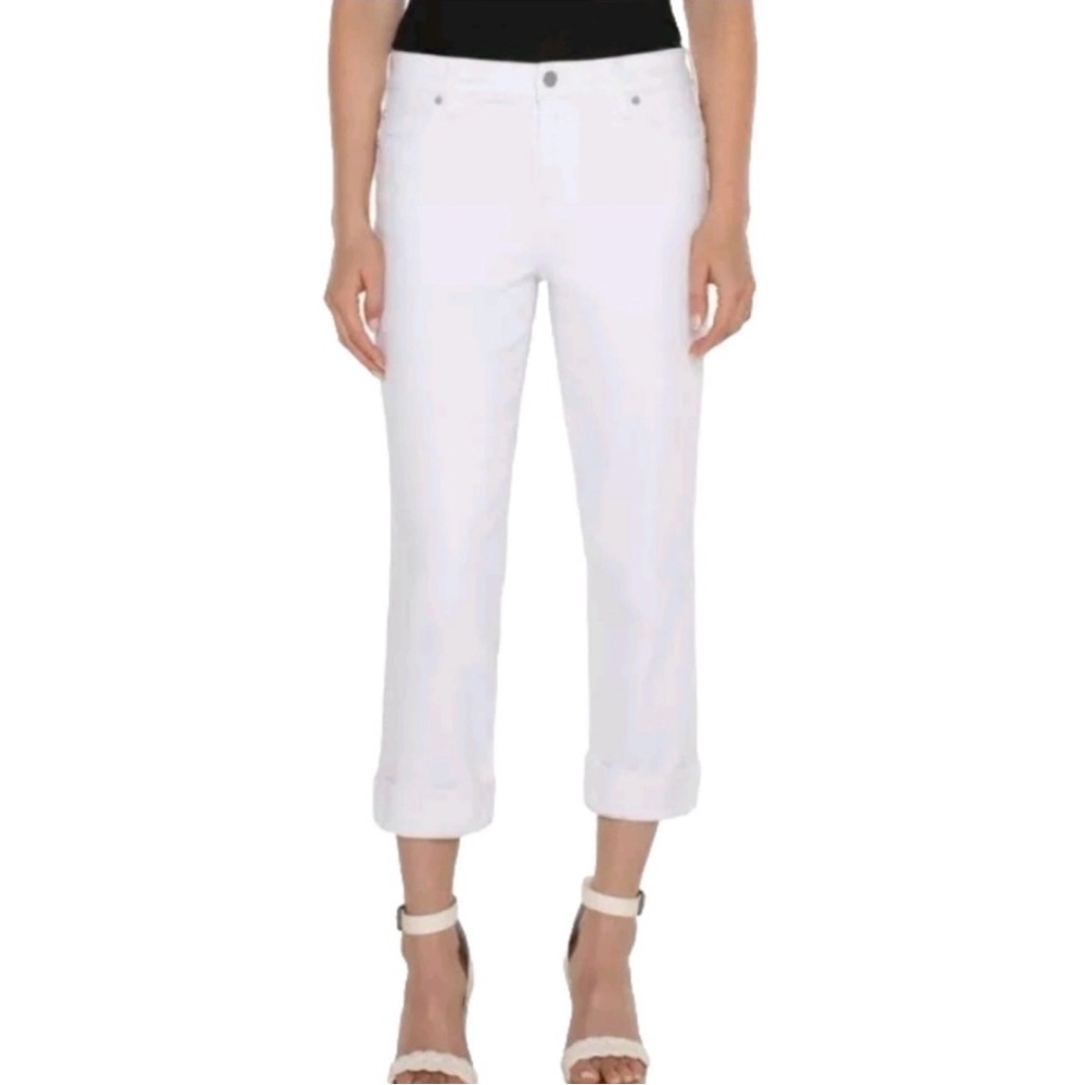 NWT Liverpool The Crop wide cuff bright white jeans Size 28/6